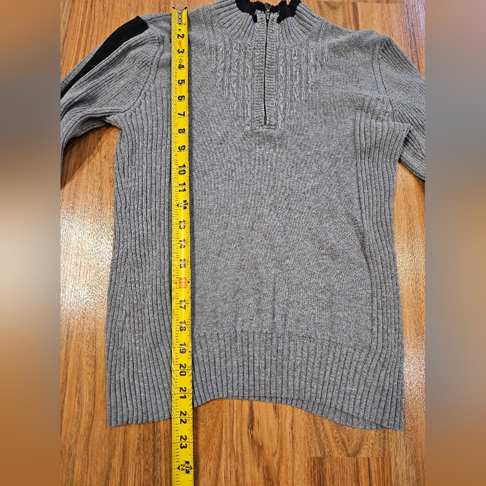 Vintage Style & Co. Gray and Black Ribbed Quarter-Zip Sweater - Picture 6 of 10